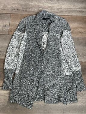 Kaisely Gray Marled Open-Front Knit Cardigan